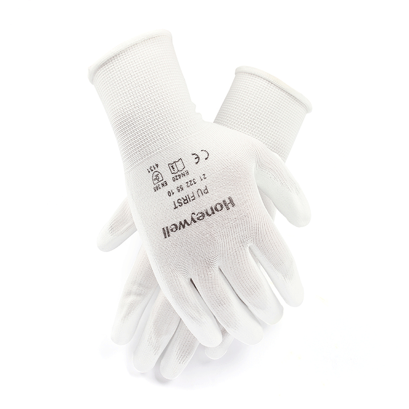 霍尼韦尔劳保手套浸胶PU涂层耐磨精细操作组装工作线针白手套十副