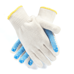 霍尼韦尔棉线手套带胶防滑耐磨点塑加厚型劳工工地搬货干活工作