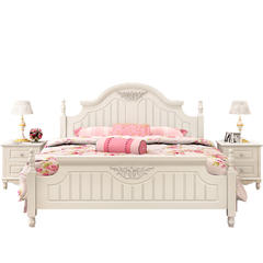 全套卧室成套家具套装组合全屋欧式主卧床实木1.8衣柜韩式公主床 白色