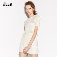 dzzit地素 春装新款镂空收腰内衬针织连衣裙女