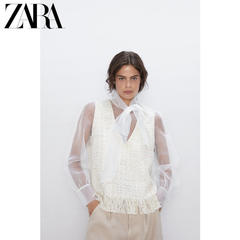 ZARA 新款 女装 透明硬纱拼接斜纹软呢上衣 02731270712